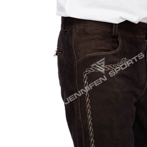 Nouveau pantalon Lederhosen Trachten bavarois pour homme, décontracté, taille mi-haute, teint en pièce, costume d'Oktoberfest allemand, en cuir véritable - Product Image 5