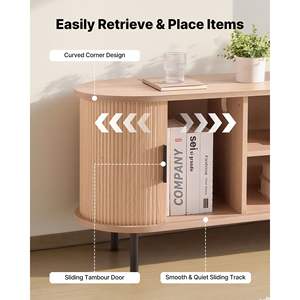 Boho Style <b>TV</b> Stand Entertainment Center Adjustable Storage <b>Shelves</b> Rolling Door Media Console Table <b>for</b> <b>TVs</b> 58 Inches 350 Lbs - Product Image 3