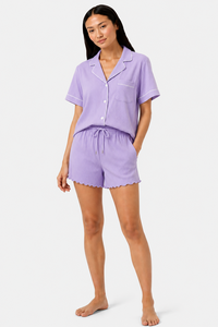 Conjunto de Pijama Corto Personalizado para Mujer, Ropa de Dormir a Rayas con Botones al Frente, Conjunto de Salón Suave y Cómodo - Product Image 4