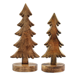 Ornements en bois sculptés en forme d'arbre de Noël, décorations de bureau, décorations de Noël pour le bureau - Product Image 1