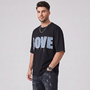T-shirt Homme Oversize Brodé Effet Vieilli Manches Courtes Coupe Ample Style Été - Product Image 4