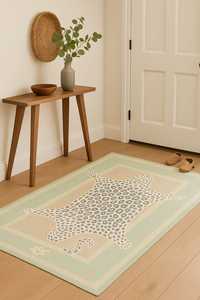 Alfombra de lana blanca con diseño de leopardo, de primera calidad, tricolor, personalizada, antideslizante, apta para mascotas, para sala de estar - Product Image 5