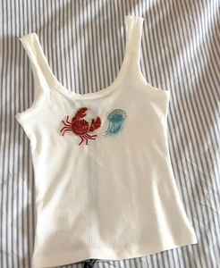 Débardeur en coton tendance, orné de perles, motif citron, sans manches, pour femme, style décontracté d'été, col rond, vêtements féminins - Product Image 6