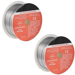Filo per saldatura MIG a nucleo fuso E71T 11 da 0,03 pollici, 2 libbre, senza gas, per acciaio dolce, a bassa schizziatura, per saldatura ad arco in tutte le posizioni, peso 15 kg - Product Image 1