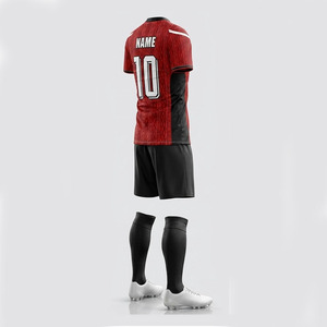 Conjunto de Uniforme de Fútbol Sublimado Personalizado, Rojo y Negro, Cuello Redondo, Manga Corta, Absorbe la Humedad, Equipación Deportiva para Hombre, Ajuste Atlético para Todas las Temporadas - Product Image 5