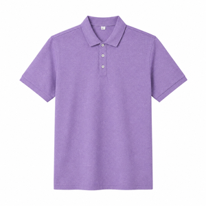 เสื้อโปโลชายสีม่วงเฮเธอร์ ผ้าคอตตอนปิเก้ สกรีนโลโก้ได้ แขนสั้น สำหรับกอล์ฟ ธุรกิจ ลำลอง ยูนิฟอร์ม รับผลิตแบบ OEM ODM ขายส่งจากโรงงาน - Product Image 1