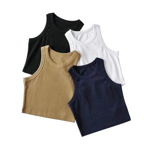 Dernière mode débardeur côtelé sans manches pour femmes haut court toutes couleurs toutes tailles fabrication personnalisée costume de yoga léger - Product Image 5