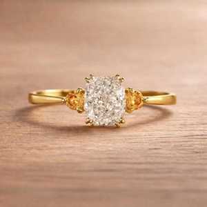 เครื่องประดับอัญมณีชั้นดี ทองคำแท้ 10k 14k 18k  แบบฝังเพชรทรงคุชชั่นและทรงกลมเจียระไนแบบบริลเลียนท์ เพชรเพาะเลี้ยงในห้องปฏิบัติการ สี E VVS แหวนหมั้น - Product Image 2