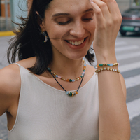 Collier J&D en Amazonite, pierre naturelle, perles colorées, acier inoxydable plaqué or 18 carats, charme vintage CCB, cadeau pour femme, usage quotidien