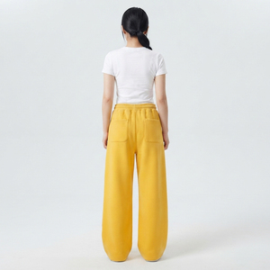 Pantalon polaire large pour femme, style hip-hop, hiver, broderie déchirée, taille à cordon, décontracté, 100 % polyester, longueur intégrale - Product Image 2