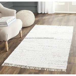 Tapis indien fait à la main recyclé tapis de sol en coton Rectangle Design tissé à la main tapis de prière pour les concepteurs et les tapis de sol - Product Image 3