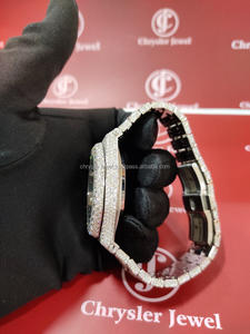 2024 superventas elegante esfera de cristal ventana Hip Hop banda de acero inoxidable Moissanite reloj de diamantes en todo el mundo para mecánico - Product Image 6