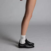 Chaussettes brodées pour femmes, style coréen, respirantes, esthétiques, en coton, mignonnes, avec nœud, écologiques, à compression, pour le streetwear
