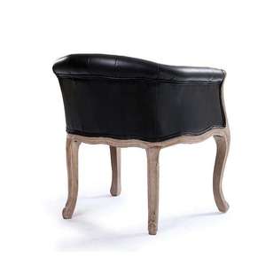 La chaise Zentique Aadi monoplace en bois de teck présente une revêtement en velours noir texturé et une finition en bois gris craie. - Product Image 3