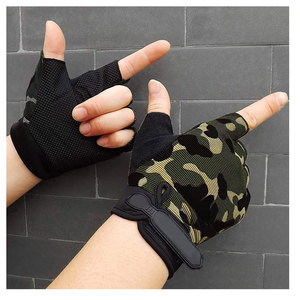 Half Finger Cycling <b>Gloves</b> Camouflage <b>Black</b> <b>Mesh</b> Breathable Unisex Summer Riding <b>Gloves</b> - Product Image 2