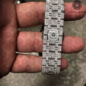 Charm_Jewells Montre de luxe en acier inoxydable incrustée de diamants, analogique à quartz, 42 mm, fermoir pliant, unisexe - Product Image 3