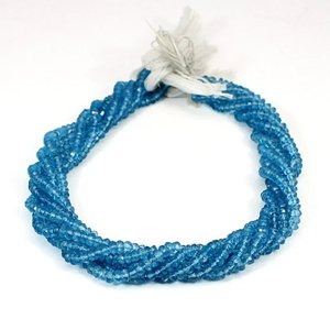 Cuentas facetadas de topacio azul cielo natural en forma de rondel de 3.5-4mm, hilo de piedras preciosas al por mayor - Product Image 4