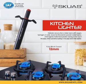 Matte Black Coated Skuas Stainless Steel Long Kitchen <b>Gas</b> Lighter Stove Button <b>Ignition</b> - Product Image 1