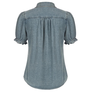 Camisa vaquera corta de moda para mujer de talla grande con estampado a cuadros rasgado, camisa vaquera transpirable de manga corta para mujer - Product Image 2
