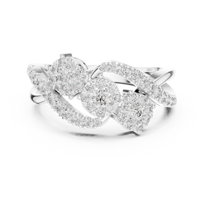 แหวนเพชรประดับรูปดอกไม้สีโรสโกลด์14K ประกายแวววาวสำหรับผู้หญิงดีไซน์หรูหรา - Product Image 6