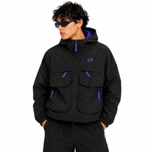 Custom Utility Hooded Reversible Windbreaker <b>Jacket</b> Lightweight Nylon Cargo Outerwear Streetwear <b>Zip</b> <b>Up</b> Techwear Men's <b>Jackets</b> - Product Image 2