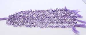 Perles d'améthyste rose naturelle lisses en forme de poire, taille briolette 5x7-6x8 MM, perles de pierres précieuses d'améthyste, brin de 8 pouces, perles facettées, par le grossiste - Product Image 2