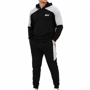 Survêtement streetwear noir uni pour homme, motif uni, 100% coton, écologique, coupe-vent, respirant, polyvalent, mode vintage - Product Image 1