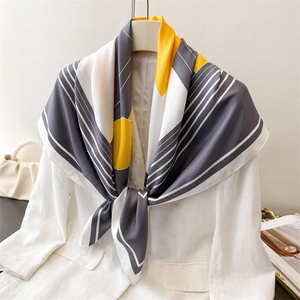 90*90cm Summer Thin Cotton <b>Square</b> Scarf Women Silk Scarves Bandanas Luxury Beach Shawl Wraps Floral Printed <b>Hijab</b> Neckerchief - Product Image 5