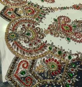 Exquisite Crystal <b>Beaded</b> Mesh Lace Intricate Floral Hand Embroidery Fabric for Luxury Wedding Kaftan <b>Abaya</b> Direct Factory Supply - Product Image 2