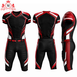 Ensemble d'uniformes de football américain pour hommes adultes, noir, rouge, blanc, impression par sublimation, polyester respirant - Product Image 2