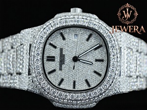Best Quality Stunning Stainless Steel Silver <b>Watch</b> with Mossinate Diamond Detailing Fashionable and Timeless Design - Product Image 4