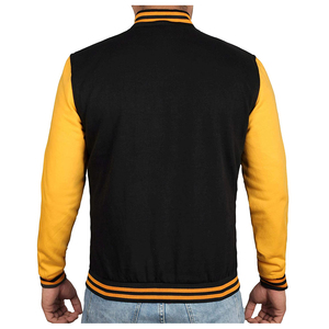เสื้อแจ็คเก็ตเบสบอลลำลองสำหรับผู้ชาย ปักโลโก้ OEM ตามสั่ง พิมพ์ลาย ระบายอากาศได้ดี สไตล์วาร์ซิตี้ สปอร์ต เลตเตอร์แมน - Product Image 3