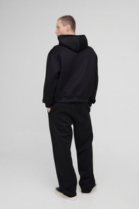 Conjunto Deportivo Personalizado para Hombre, Color Negro, 100% Algodón, Sudadera con Capucha y Pantalones Deportivos de Pierna Recta, OEM ODM - Product Image 2