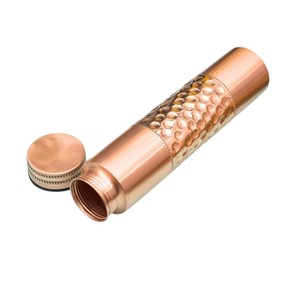 Premium Pure Copper Water Bottle with Handcrafted Hammered Design Ayurvedic Vessel for Health Yoga and Office Drinkware - Product Image 2