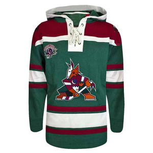 High Quality Embroidery Hockey Hoodies Custom Made Winter Fleece Ice Hockey Hoodie with Laces Ice Hockey Hoodie OEM Service - Product Image 3