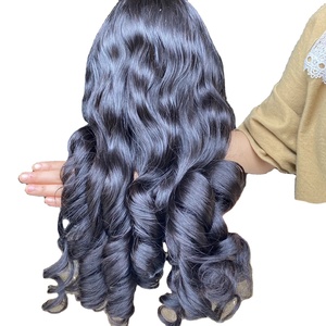 Perruque en dentelle transparente naturelle, bouclée et ondulée, 100% cheveux humains vietnamiens, double trame, donneur unique, cuticules intactes, extensions de cheveux vierges - Product Image 1