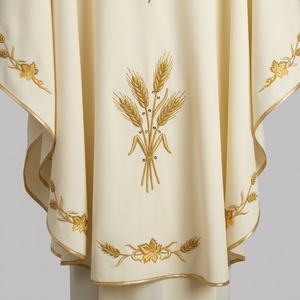 Chasuble de clergé brodée de fils d'or de qualité supérieure - Vêtement liturgique blanc pour l'Église - Product Image 4