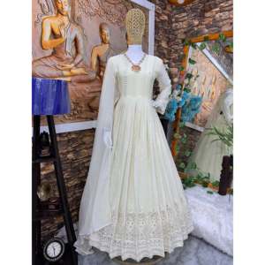 Vestidos de noche Chikankari de diseñador con vestido y pantalón Dupatta para fiesta - Product Image 2