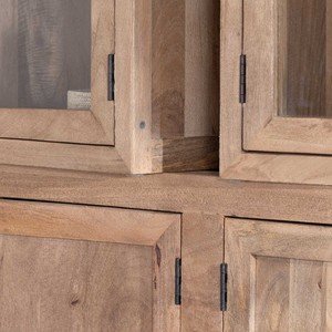 Vandana Amber Detail Large <b>sideboard</b> in natural mango wood with glass doors Maestro 200 cm - Product Image 6