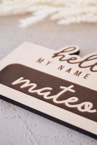 Delarchi การ์ดแกะสลักชื่อไม้สำหรับเด็ก, MS135สำหรับถ่ายรูปวันครบรอบวันเกิด - Product Image 2