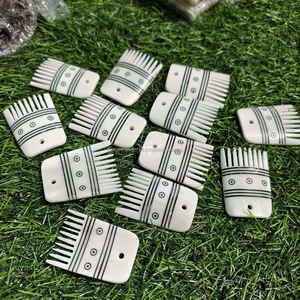 Peigne à barbe en os de buffle naturel, petit, fait main, à points circulaires, pour le soin de la barbe, à prix avantageux - Product Image 5