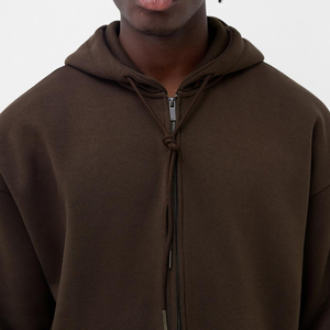 Sudadera con Capucha y Cremallera para Hombre, Talla Grande, Color Sólido, Felpa Francesa, Estilo Casual para Otoño, Corte Regular, Diseño con Bolsillos - Product Image 4