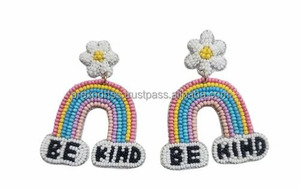 Pendientes de gota bordados con cuentas en forma de zapato, joyería de moda, cuentas de semillas, bordado a mano, fiesta Multicolor, Unisex - Product Image 2