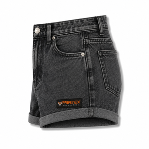 Nouveauté : Short décontracté d'été pour femme, brodé, délavé à l'acide, taille haute élastique, coupe régulière, 100 % coton respirant et séchage rapide - Product Image 2
