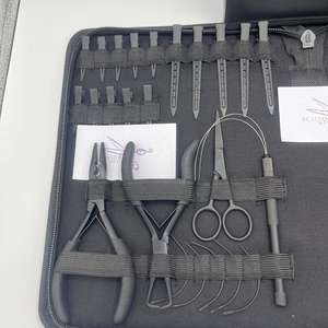 Premium Microlink Tool Kit, <b>Tape</b> in Hair Extensions Plier in Black Color with Case Custom logo Extensions Hair Pulling Loop - Product Image 1