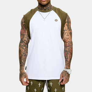 Men Sleeveless <b>Raglan</b> Tank <b>Top</b> Athletic Training Shirt Breathable Fitness Muscle Tee Custom Logo Summer Streetwear OEM Bulk USA - Product Image 1
