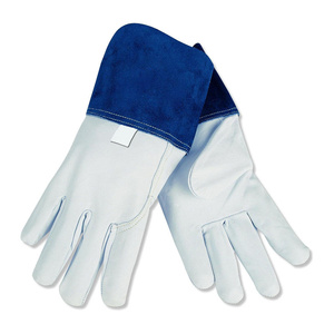 Gants de soudage TIG en cuir de chèvre et croûte de cuir, conception personnalisée, ignifuges, pour la protection des mains et la lutte contre les incendies, vente en gros - Product Image 1