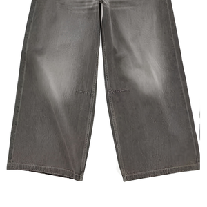 Light Wash Loose Solid <b>Jeans</b> Custom Denim Pants Elegant Whisker <b>Men</b> Women Wholesale Manufacturer - Product Image 3