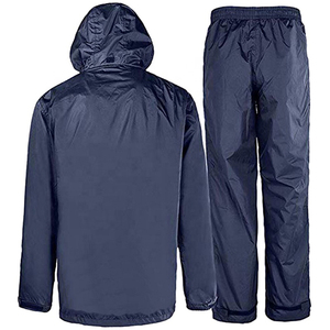 Conjunto Impermeable de Alta Visibilidad con Certificación CE, Chaqueta con Capucha y Pantalones, Unisex, de Nailon Negro, Transpirable y Resistente al Viento, para Trabajo - Product Image 4