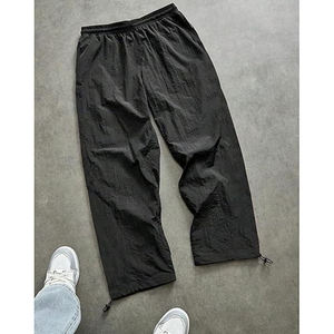 Pantalon de jogging décontracté pour homme, noir à rayures, léger, respirant, en polyester et coton, coupe ample, taille mi-haute, idéal pour l'été - Product Image 6